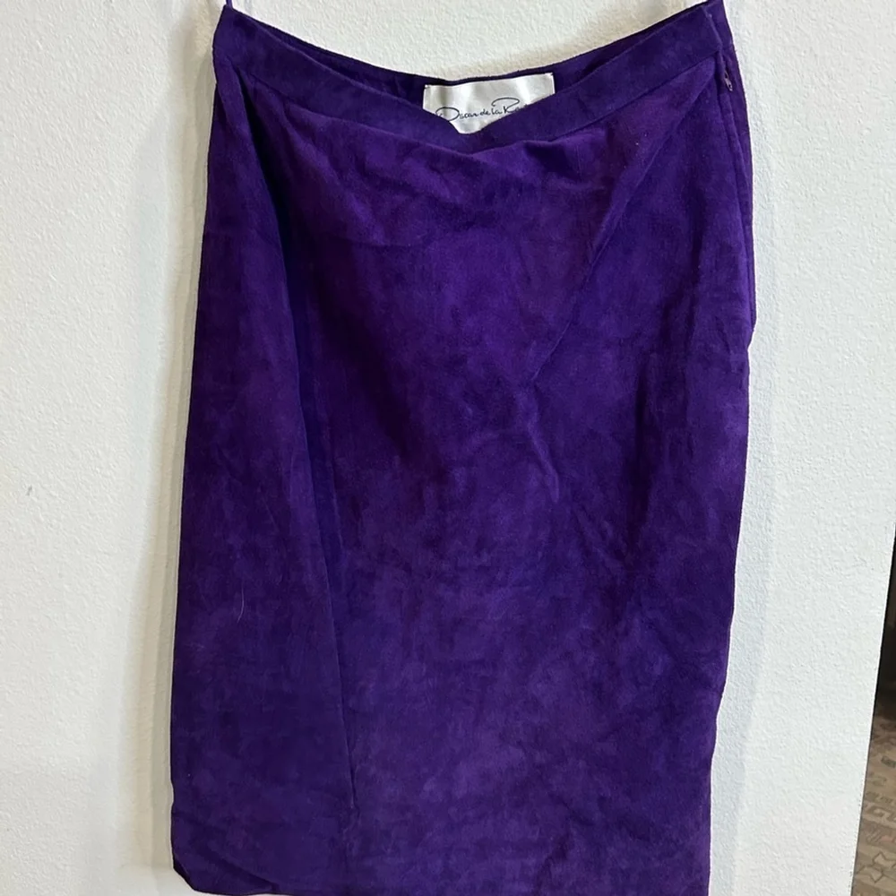 Oscar de la Renta Deep Purple Suede Skirt Quiet Luxury Old Money Size 12